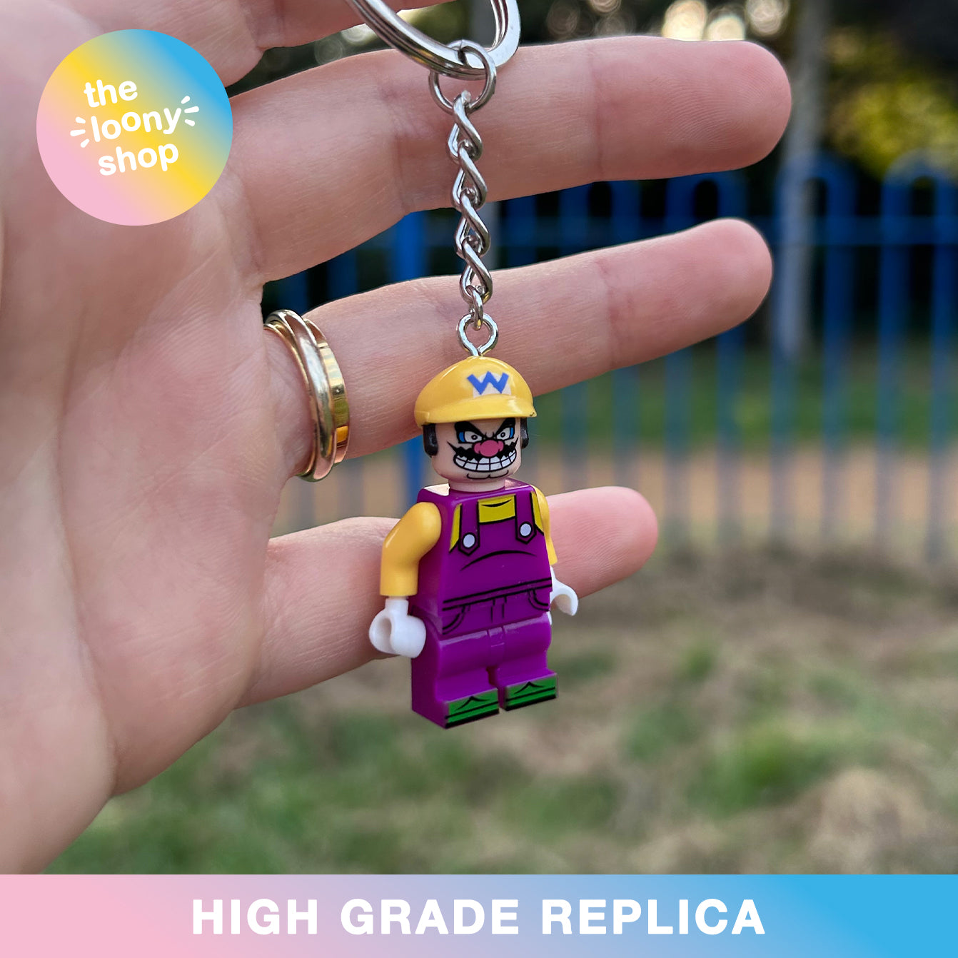 Wario Inspired Minifigure Keyring MOC Brick Keychain