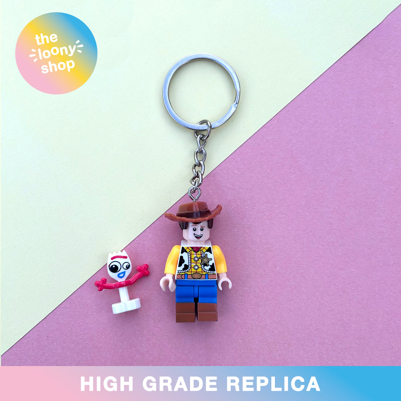 Woody & Forkie Inspired Minifigure Keyring MOC Brick Keychain