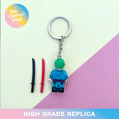 Zoro One Piece Inspired Minifigure Keyring MOC Brick Keychain