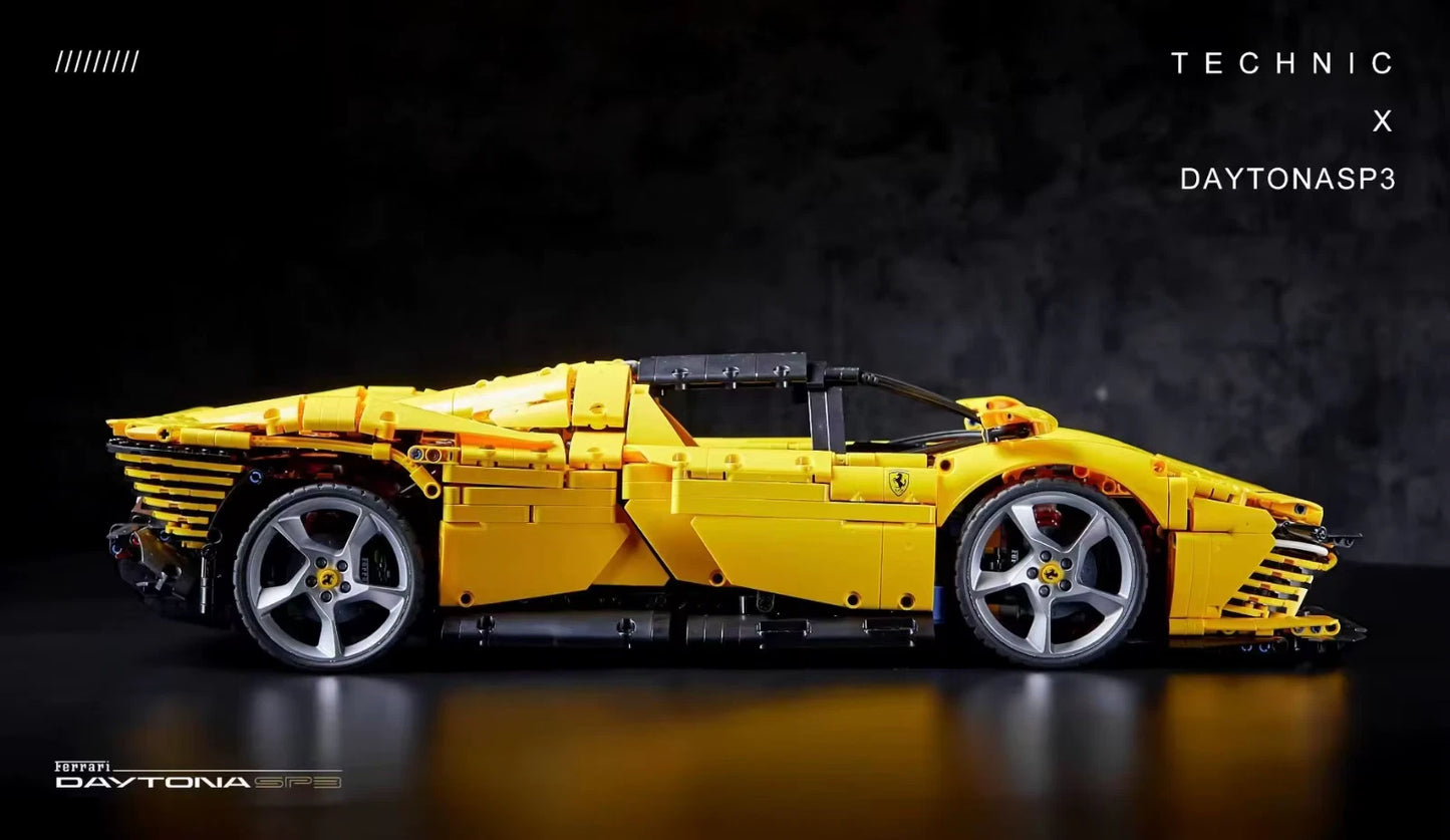 42143 MOC Ferrari Daytona Yellow SP3 Building Blocks MOC Technic 3778pcs